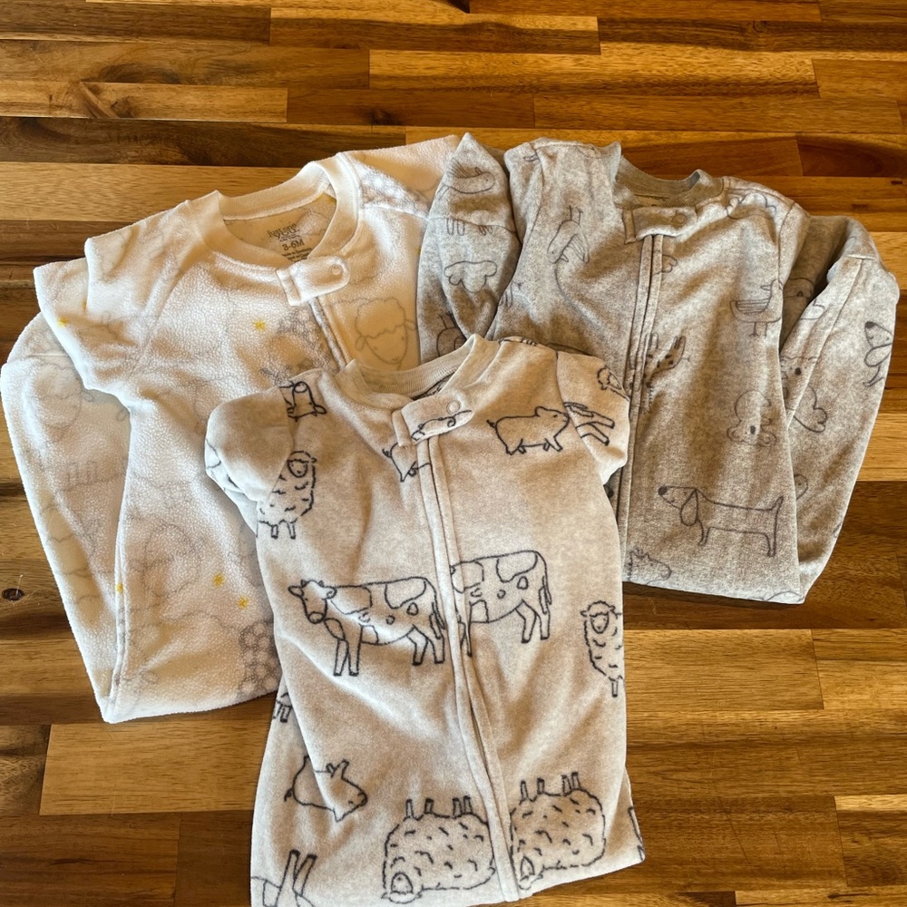 Fleece Animal Print Baby Sleepers